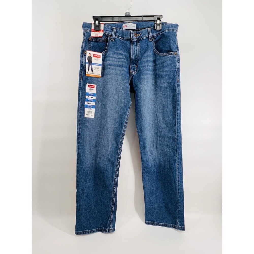 Wrangler Five Star Premium Jeans Boys 16 Husky Straight Flex Blue Denim NWT NEW